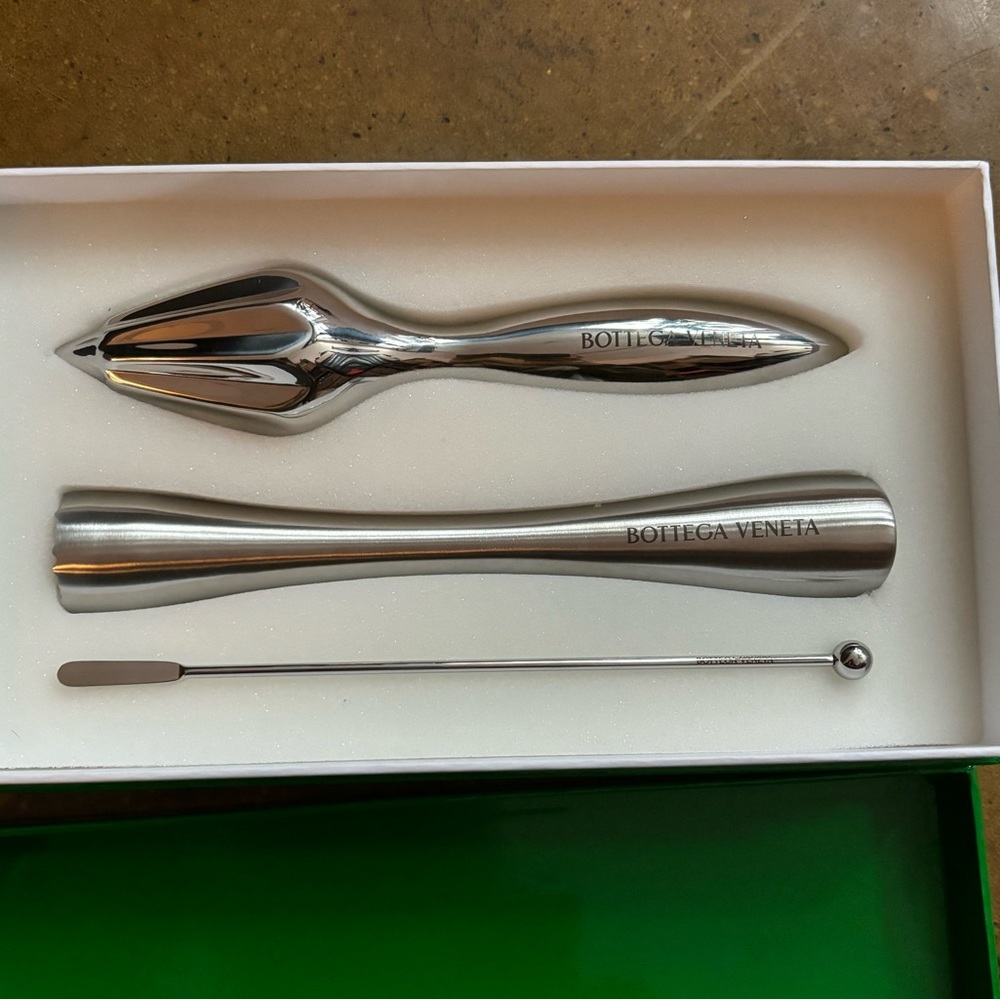 Bottega Veneta Novelty Bar Tools Set of 3 Muddler Squeezer Pestle Brand New